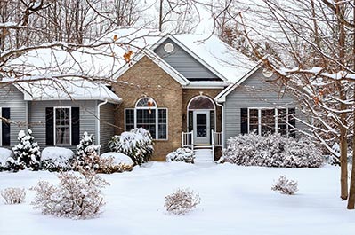 Snow covered home in the winter