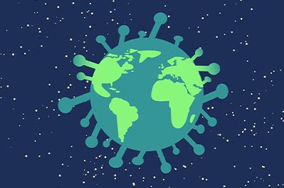 Illustration of earth, regarding the covid-19 outbreak
