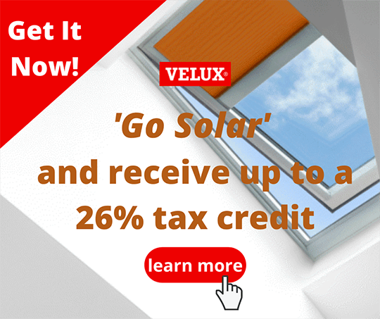 Velux Go Solar and receive up to a 26% tax credit - learn more