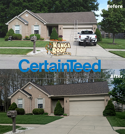 CertainTeed roof before and after photo