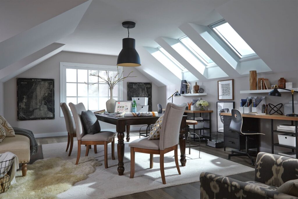 Modern living space with KangaRoof’s exclusive installation of VELUX skylights renowned for their quality, style, and efficiency.
